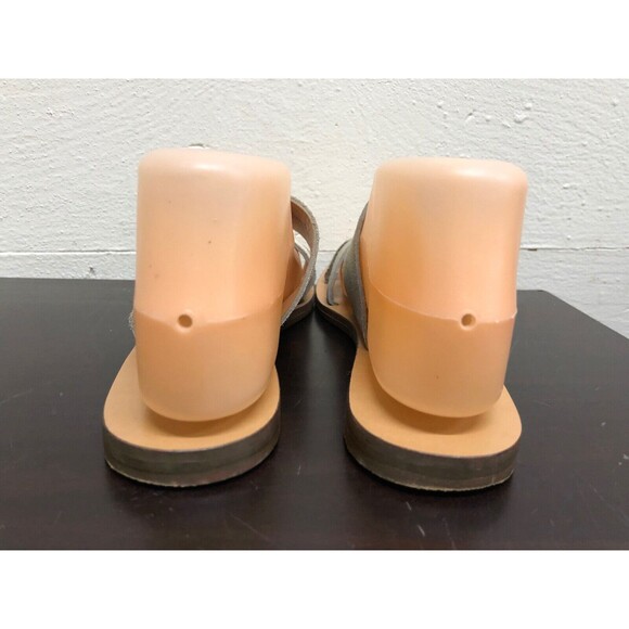 J Crew Made in Italy Women Slip On gold Leather Flat Sandals Slides shoes Size 6 - Picture 6 of 10